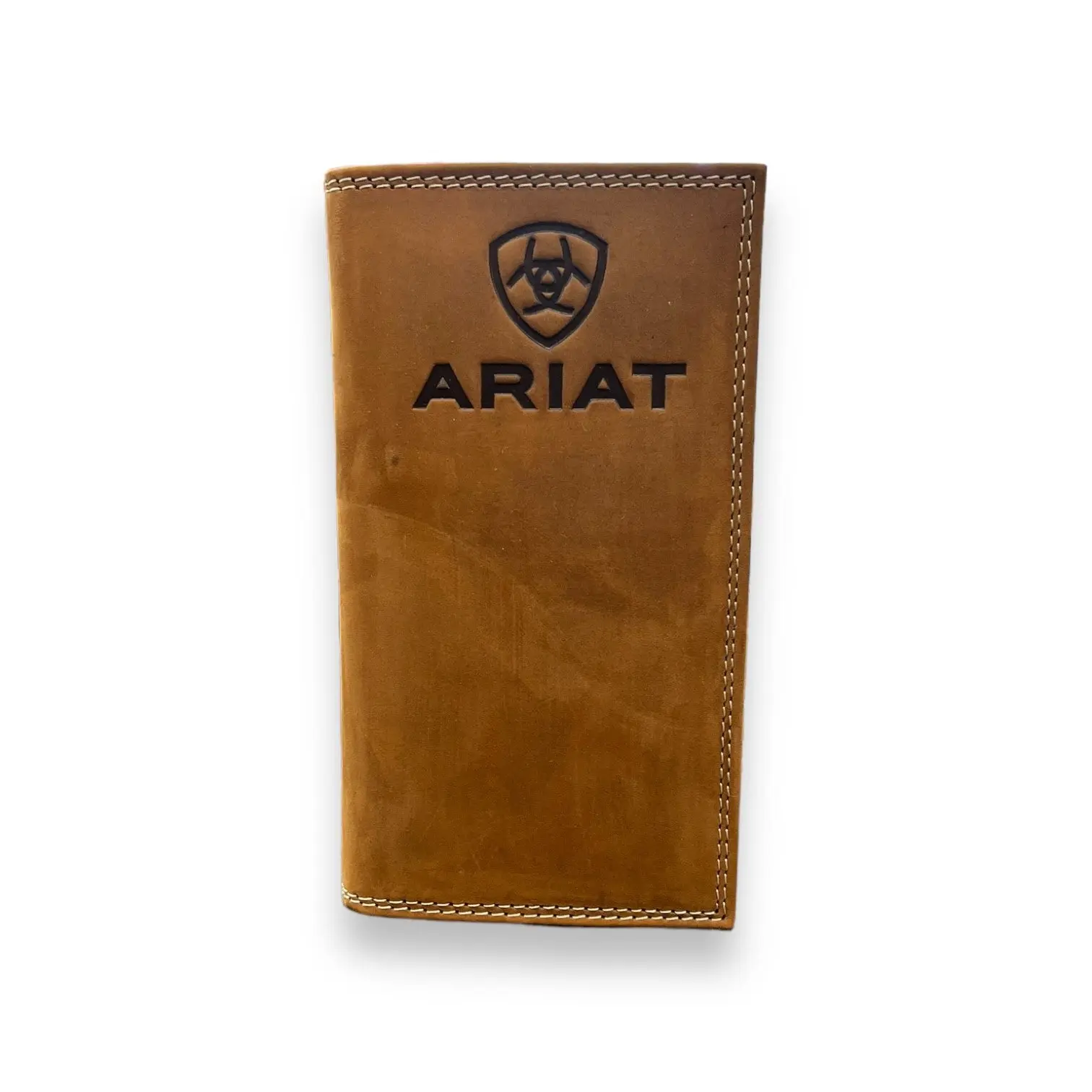 Men's Ariat Rodeo Wallet/Checkbook Cover - Brown Embossed Logo