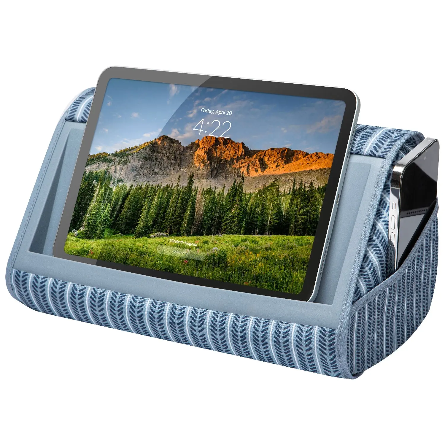 LapGear Tablet Pillow Stand with Built-in Side Pocket & Travel Handle for 11" Tablets and Smartphones - Comfortable & Portable Computer Handle, Tablet Accessories
