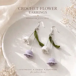 Tiny Handmade Lily of the Valley Crochet Earrings  So Delicate & Lightweight!