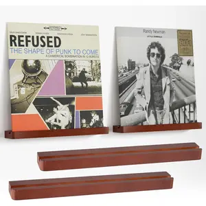 Axeman Wood Vinyl Record Shelf Wall Mount, Floating Shelves for LPs, CD, Album Holder Wall Display, Elegant Wooden Ledge for Vinyl Record Storage, Vintage Home Decor - 2 Pack, Brown