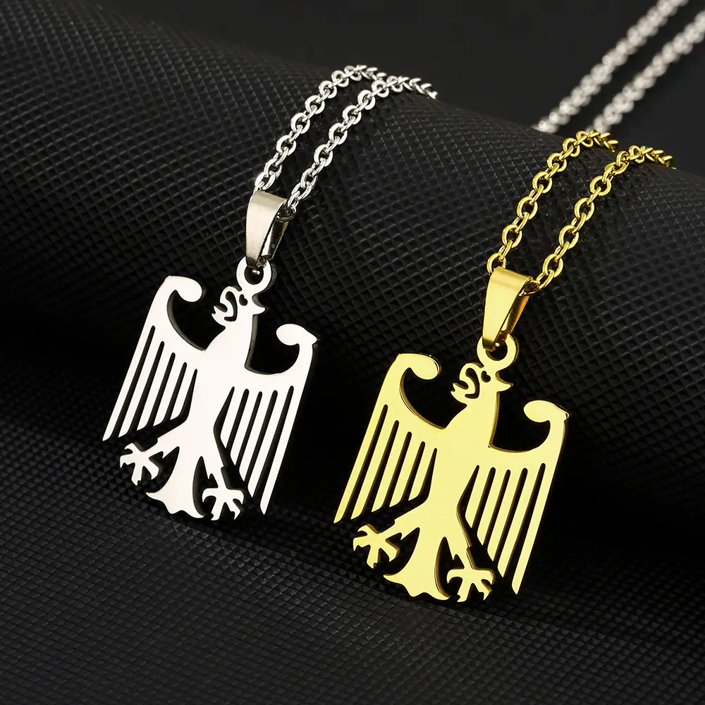 Eagle Will Eagle Pendant Necklace - Titanium Stainless Steel, Gold/Silver Rope or Gold-Plated Cuban Chain, Lightweight Retro Flower Design, Non-Tarnish Casual Comfortable Jewelry, Unique Birthday Festival Gift for Men, Jewelry for Girlfriend