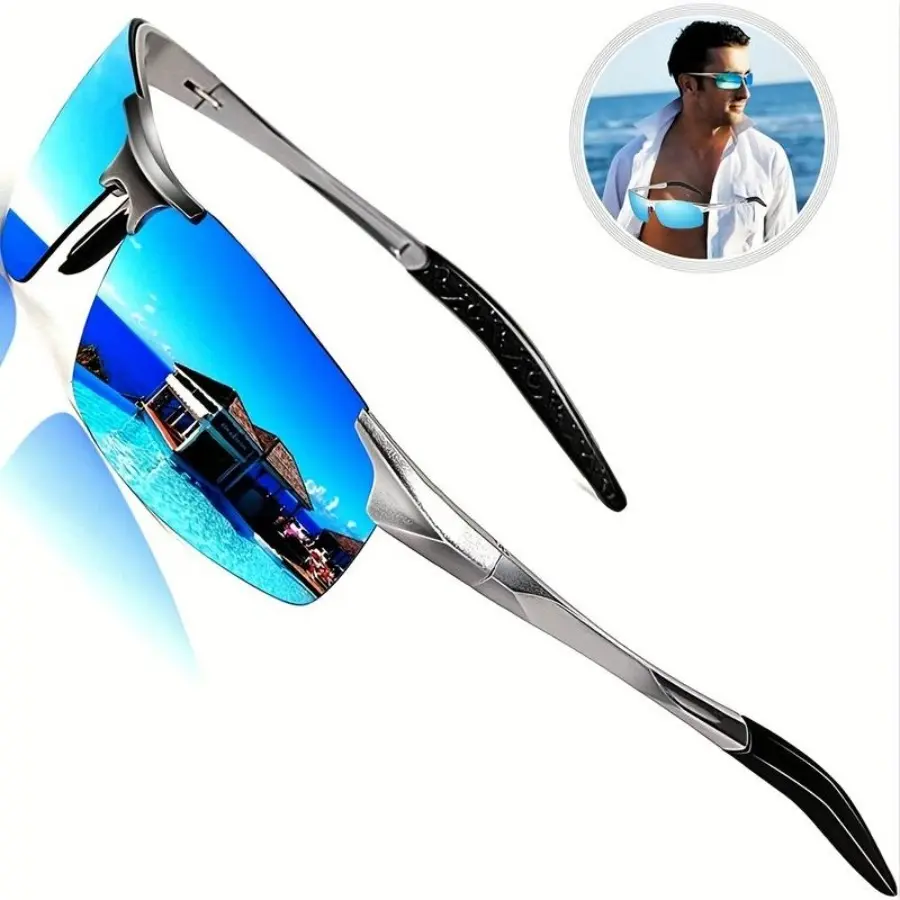 Men's Polarized Outdoor Sport Sunglasses - Al-Mg Alloy Metal Frame, UV400 Shield, Ultra-Light HD Driving Eyewear, Vision Correction Shades for Fishing & Cycling, Burgundy Rave Men's Fashion Accessory, Men's Sunglasses, Accessories Adults