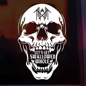 Sleep Token Vore Lyric Skull Vinyl Decal – “Let’s Get Swallowed Whole” Lyric from Vore with Band Logo – Alt Aesthetic Waterproof Sticker for Sleep Token Fans, Vessel Worshippers, Emotional Metalheads, Emo Girls, and Goth Music Lovers – TikTok Music Merch