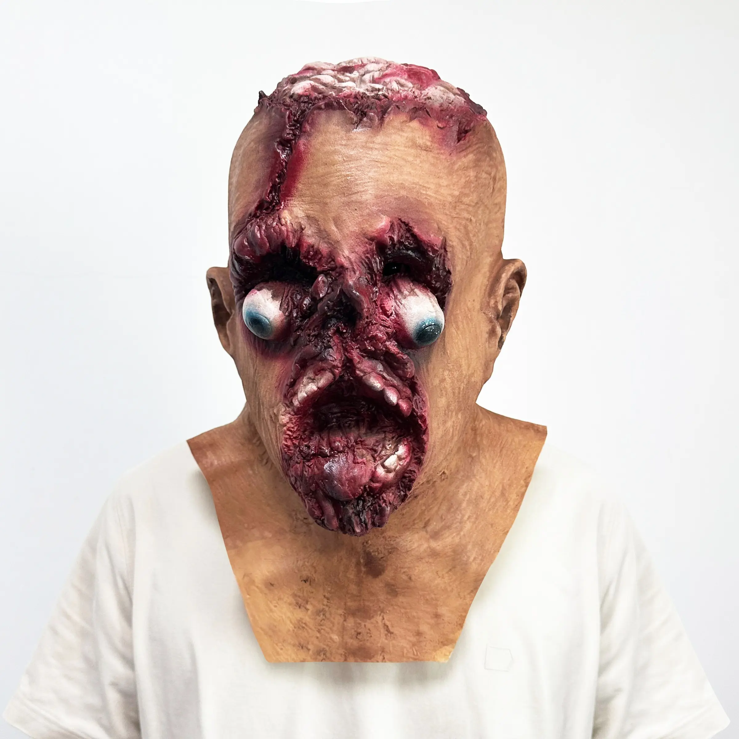 Halloween Horror Scary Realistic Latex Mask, Party Face Masks, Party Props, Stage Costume Prop, Haunted House Escape Room Prop, Suitable for Parties, Cosplay, Video Shooting, Live Role Play