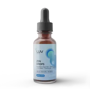 LUV Zen Drops: Anxiety and Stress Support Drops with Magnesium Glycinate, Vitamin D3, Lemon Balm, Chamomile, Saffron, L-Theanine, . Keto, Vegan, USA Made, Non-GMO, 30 Servings