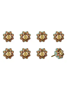 212 MAIN Round Decorative Cabinet Knobs - Set of 8, 1.5x1.5 in, Blue & Red Ceramic-Metal, Hand Painted, Artisanal Design, Traditional Home Decor Large Appliance Parts & Accessories