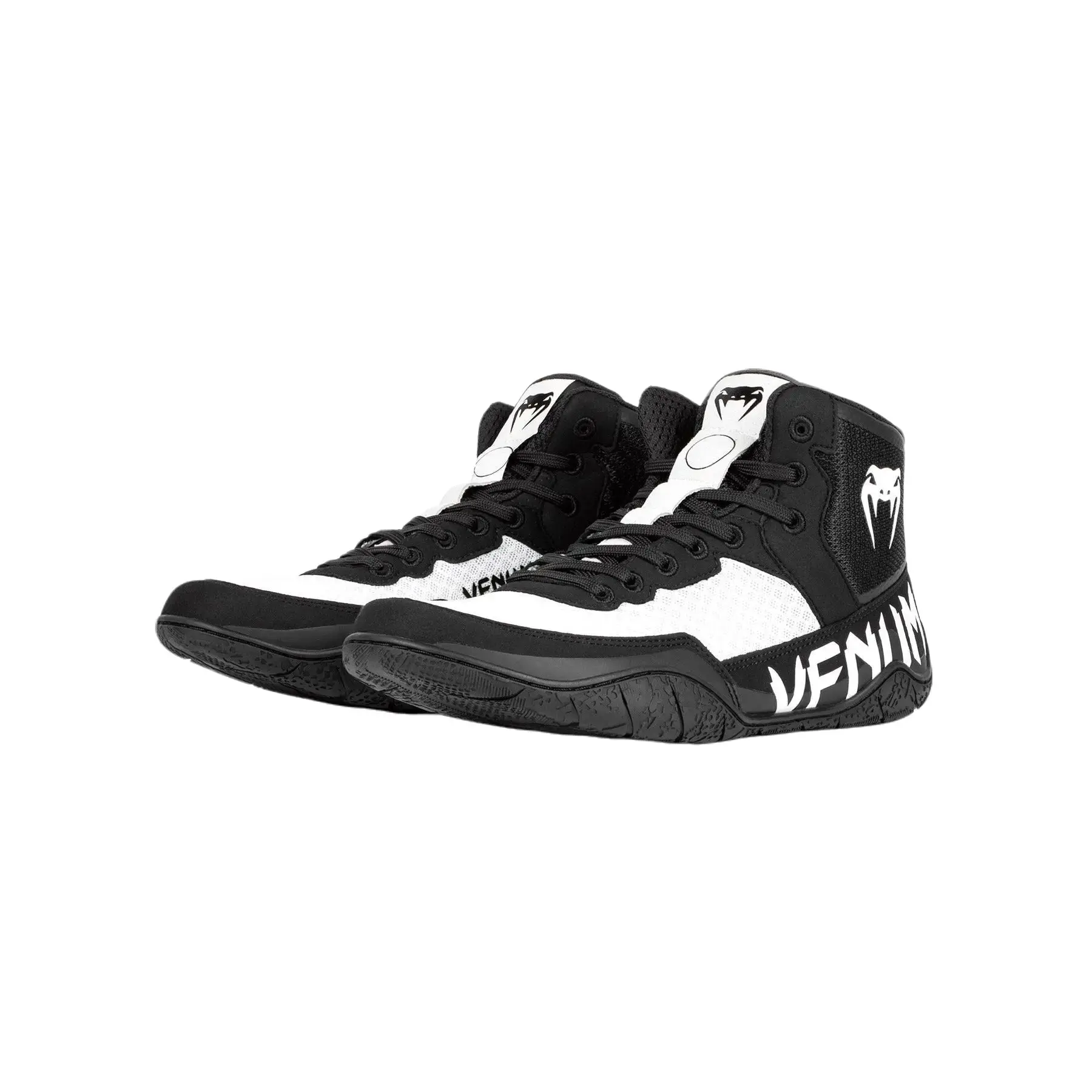 Venum Elite Low-Mid Cut Wrestling Shoes - Black/Bronze, Lightweight Training & Boxing Shoe with Flexible Rubber Sole & Ankle Support, Male, Wrestling/Boxing, Boxingshoes, Low-Mid Upper, Precision Movement