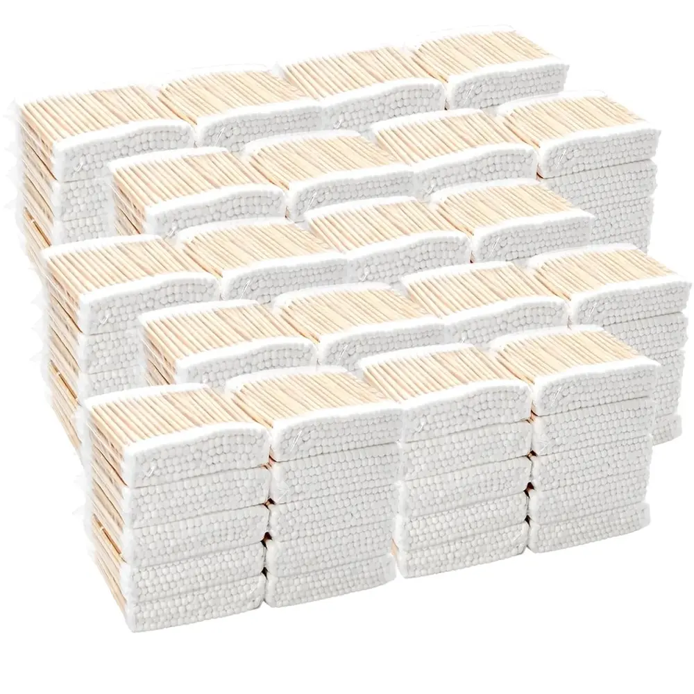 11000 Pcs Double Round Cotton Swabs Bulk Travel Size Cotton Buds with Wooden Sticks for Ear Cleaning, Makeup, Daily Use, Pet Care, Arts Crafts