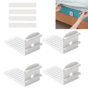 4-Pack Bed Sheet Holders & Straps - Easy One-Time Installation, Adjustable Elastic Clips with No-Slip Grip Keep Sheets Tight on All Mattress Sizes - Essential Bed Accessories for Kids Room & Comforter Sets (White)