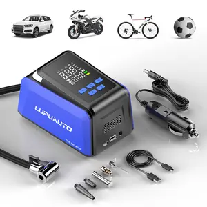 LUPUAUTO Portable Tire Inflator Air Compressor 150PSI Digital Gauge LED Light Cordless Pump for Car Motorcycle Bicycle Balls with 4 Modes & Type-C Cable