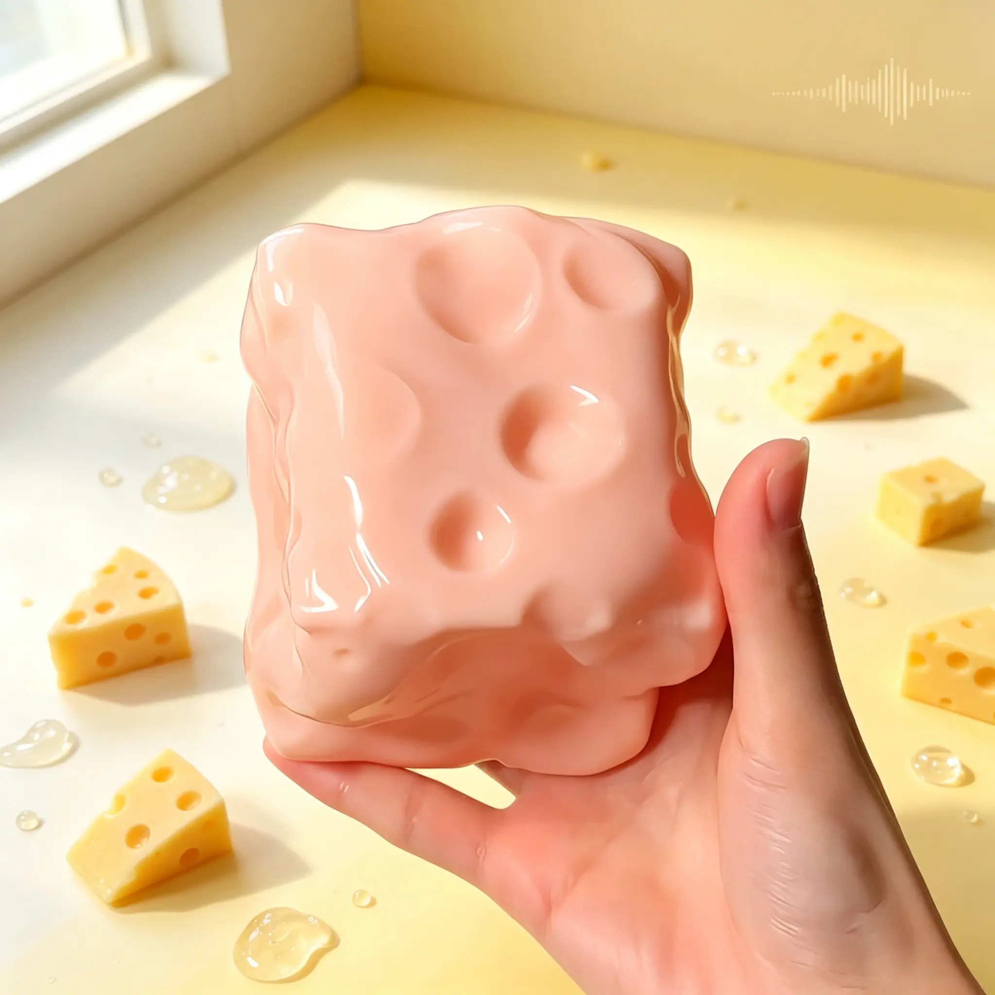 [Cheese Cube Vaseline Squish] 5Colors 6cm/7.5cm Soft Squeeze Cheese Squishy Macaron Colors Novelty Slow Rising Sensory Cheese Stress & Anxiety Relief Fidget Toys - Handmade DIY Squishy