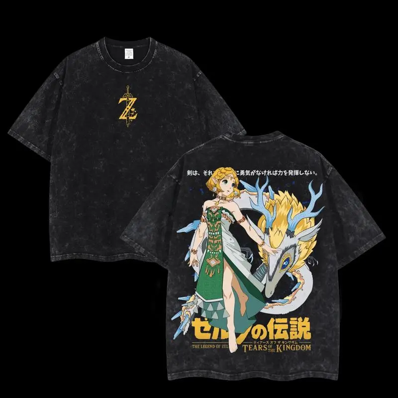 Legend of Zelda Double Printed Unisex Acid Washed Lightweight Cotton T-Shirt, Zelda Shirt, Link To The Past, Graphic Tee, Menswear