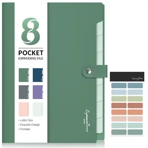 Elegant Accordion File Organizer with Labels, 8 Pocket Expanding File Folder, Portable Folders for Documents,  School Office Supplies, Letter Size