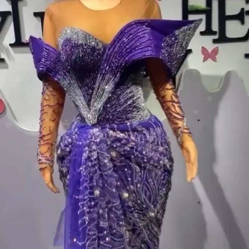 African Luxury Purple Dress - for Wedding, Birthday Occasions