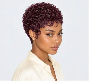 Sherawe 6 Inch Pixie Wigs Summer Look Short Curly Wigs Human Hair 180% Density