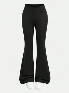 Girls' Trousers, 2026 Spring/Summer New Style, Fitted Children's Yoga Pants, Stretchy, Slightly Flared Shark Leg Pants, Jackets Suitable For Older Girls, Flared Pants For Autumn, Ideal For Outdoor Wear