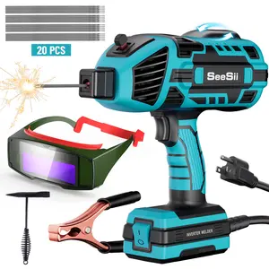 Seesii Handheld Welder 110V 120A Portable ARC Welding Machine with True Color Auto Darkening Goggles & Chipping Hammer for 3/64"-1/8" Rods Smart IGBT Inverter Technology 20-120 Amp Output Outdoorfun