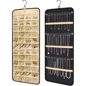 Jewelry Storage Bag, 1 Count Double Sided Jewelry Organizer, Dustproof Durable Storage Organizer Jewelry Storage Bag for Earrings, Bracelet, Necklace, Ring, Home Organizer, Jewelry Storage Unit