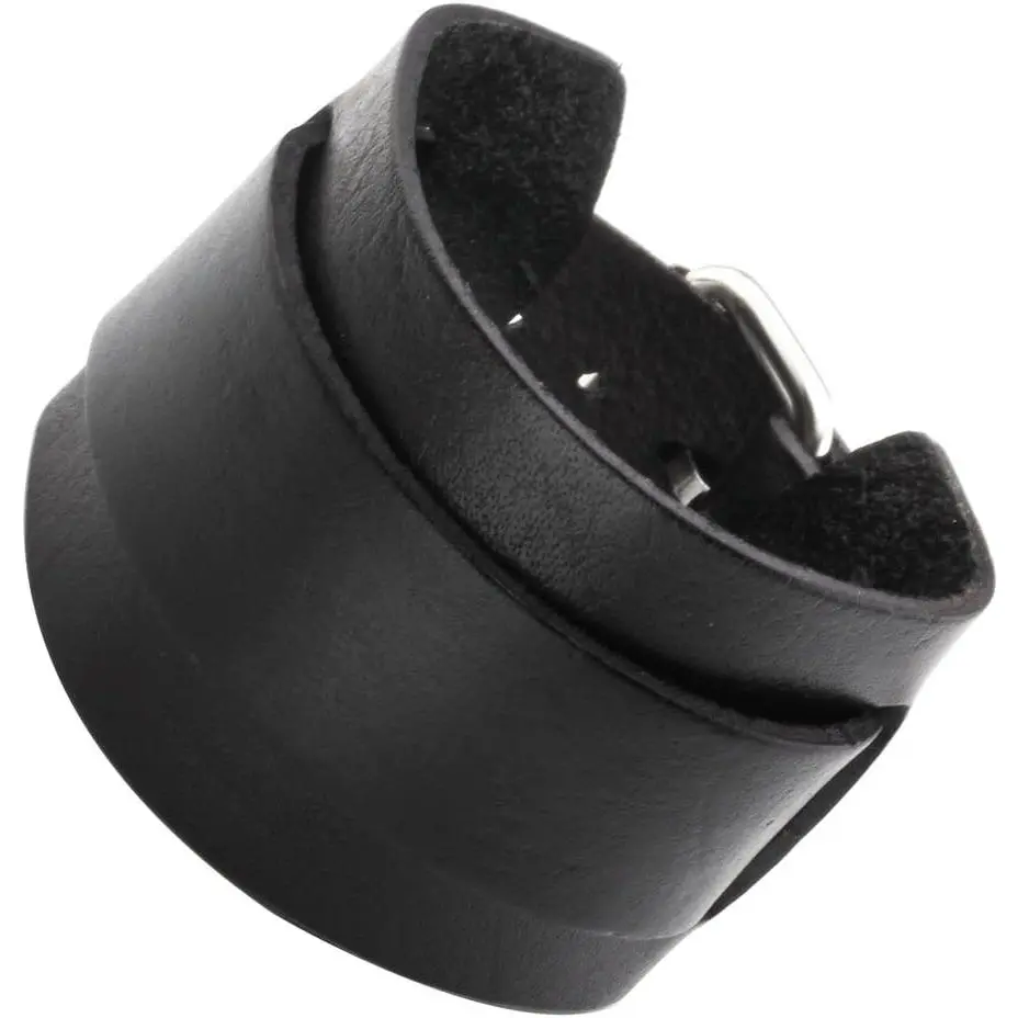 Wide Genuine Leather Cuff Bracelet, Fashionable Punk Wrap Bangle for Men & Women, Adjustable 7.2"-9" Wristband in Black or Brown, Fashionable Bracelet