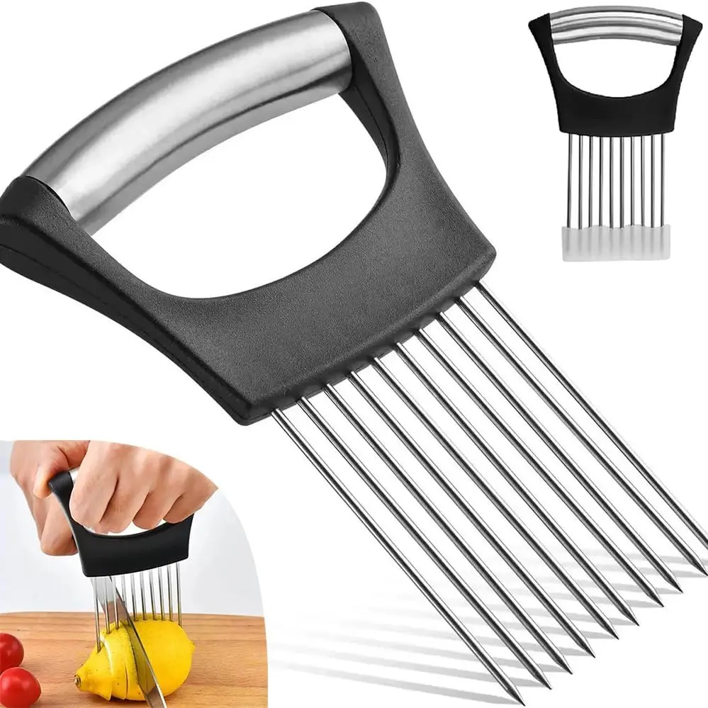 (1 PC) Sturdy Lightweight Rust-Resistant Stainless Steel Kitchen Slicer Dicer Holder, Smooth Vegetable Fruit Slicer for Onion, Potato – Ideal for Family Dinners