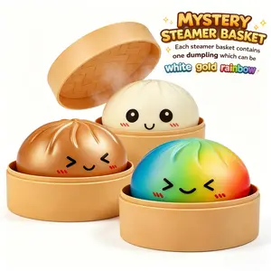 Smiling Face Emoji Big Dumpling Squishy - Mystery Bun Fidget Toy, Easter Gift, Soft TPR Material, Stress Relief Toy, Unboxing Surprise Random Style, Equipped with Beautiful Greeting Cards, Perfect Easter Basket Stuffer & Easter Party Favor tiktokshopsprin