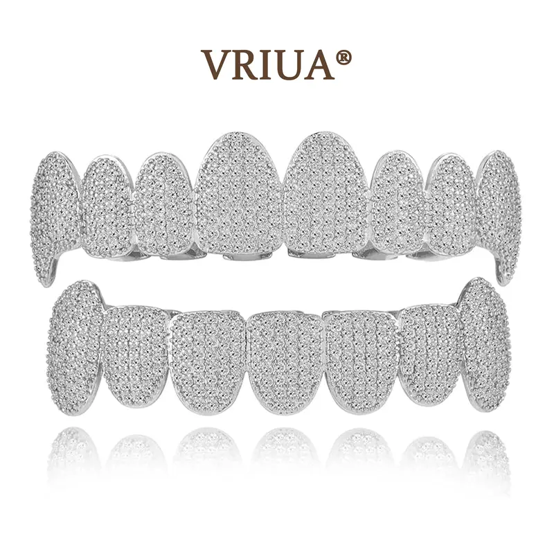 VRIUA Unisex Gold Hiphop Bling Cosmetic Teeth Grillz Body Jewelry - 6-8 Gold Hollow Caps, Premium Brass Silicone Moldable Comfortable Fit Vampire Fang Accessory for Party Wear, Everyday Style, Exceptional Durability, Lasting Luxurious Look