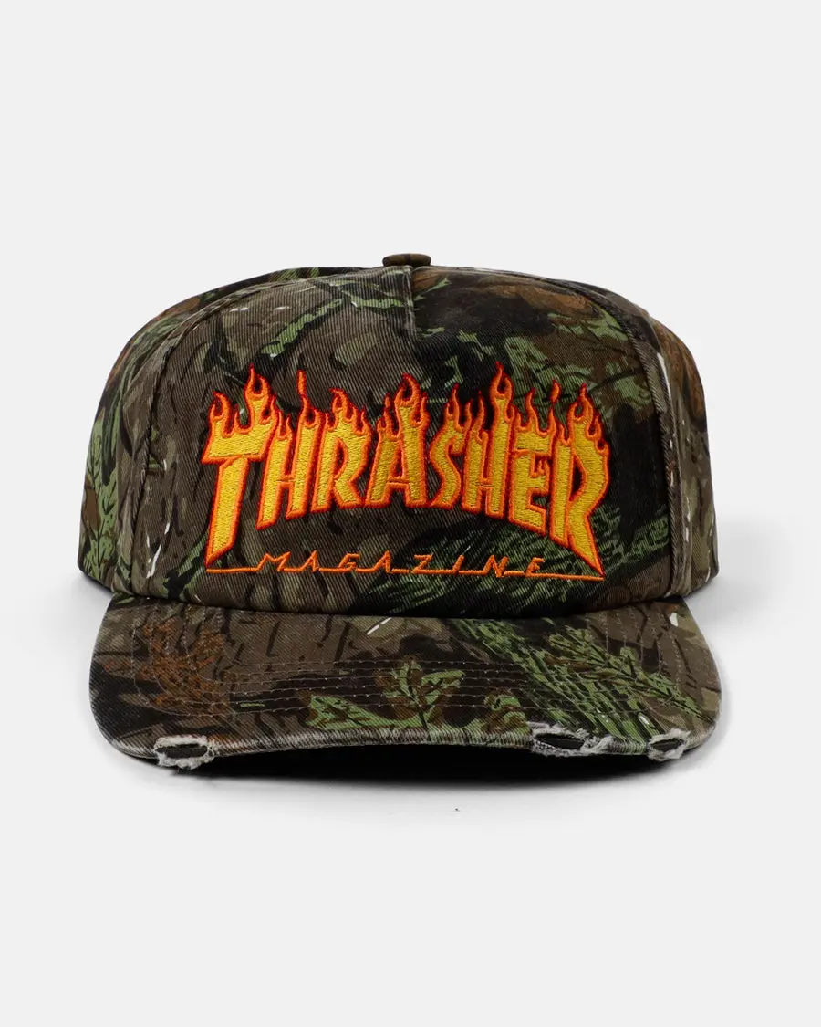 FLAME DISTRESSED SNAPBACK - CAMO