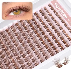 Brown Lash Clusters Natural Lash Extensions Wispy Eyelash Clusters 168 Pcs C Curl Lashes Clusters for Everyday Wear Beginner Friendly Dark Brown Cluster Eyelash Extensions by Mavphnnee