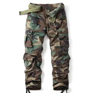 Men's Casual Cargo Pants  BDU Camo Pants Combat Work Pants With 8 Pockets Outdoor Hiking Pants Multi-Pockets Pants (No Belt) loose sport pant men