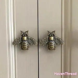 Vintage Bee Design Cabinet Knobs, Zinc Alloy Drawer Pulls, Retro Honeycomb Style Strip Hardware for Home Decor and Kitchen Cupboard