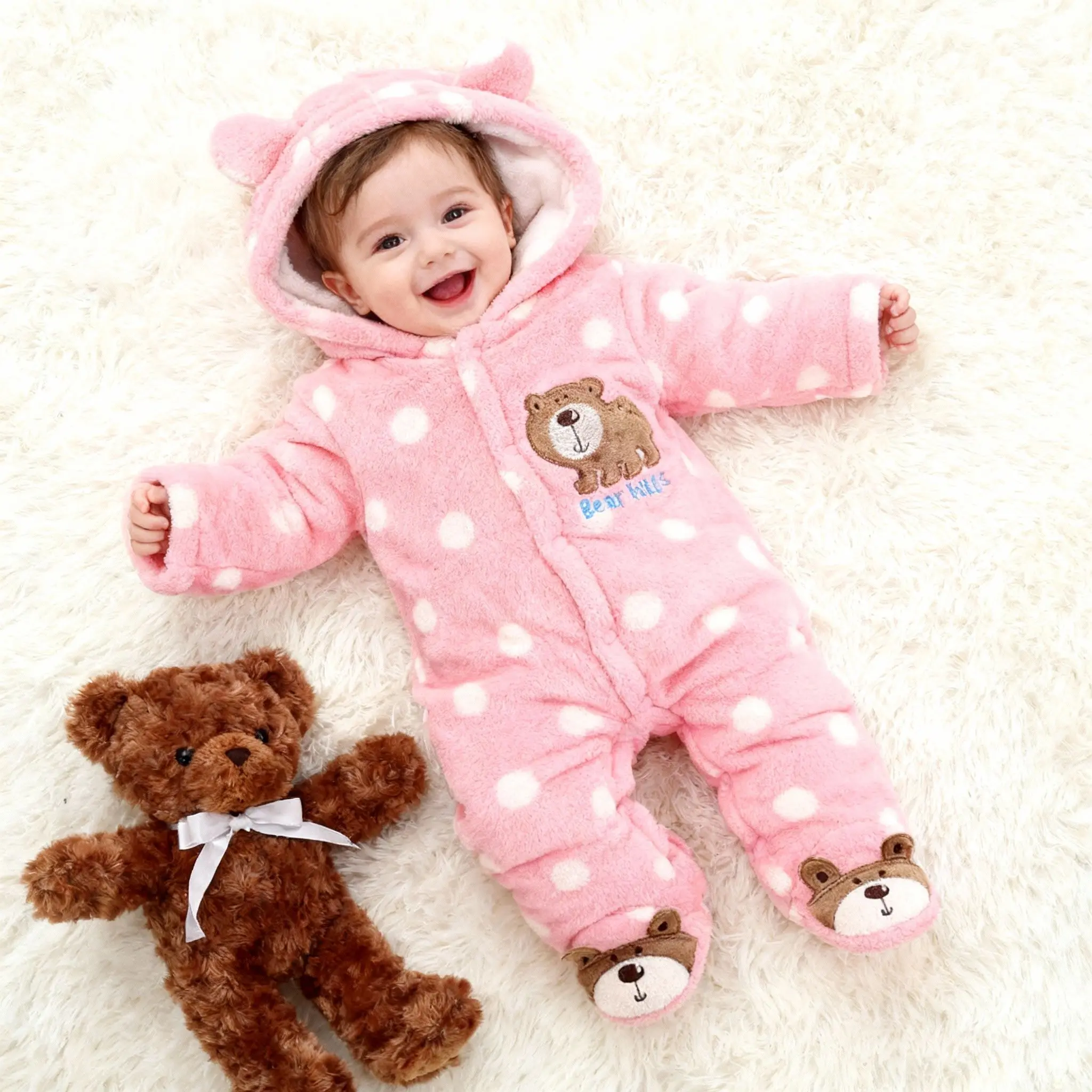 Baby Snowsuit Newborn-piece Hooded Thickened Winter Warm Coat Snowsuit Winter Baby Snowsuit Pajamas Girls and Boys