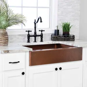 30 Inch Retro Fit Copper Single Bowl Apron Farmhouse Sink - Medium Copper