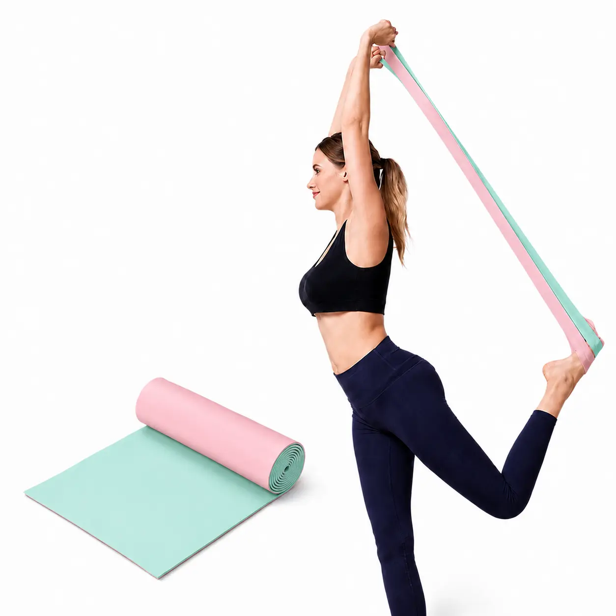 Dual-Color Thick Elastic Resistance Band, Athletic Training Gear, Inner Thigh & Core Workout Tool, for Home & Travel Fitness Suitable for All Users, Athletic Training Resistance Bands, Inner Thigh And Core Workout Resistance Bands