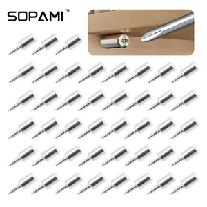 SOPAMI 80pcs Anti-Slip Screw-In Shelf Pins Set, Self-Tapping Rust-Proof Support Pegs for Wooden Cabinets & Shelves
