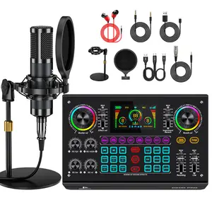 SoundPods C200PRO 2025 Upgrade Live Soundcard - 48V Digital Card, Dual DSP Chips, High Sampling Rate, Custom Effects, Sing-Along Function, Instrument Reverb, Display, Mute, RGB Light, USB, Audio Mixer Package, Streaming Audio Mixer, for Indoor Use