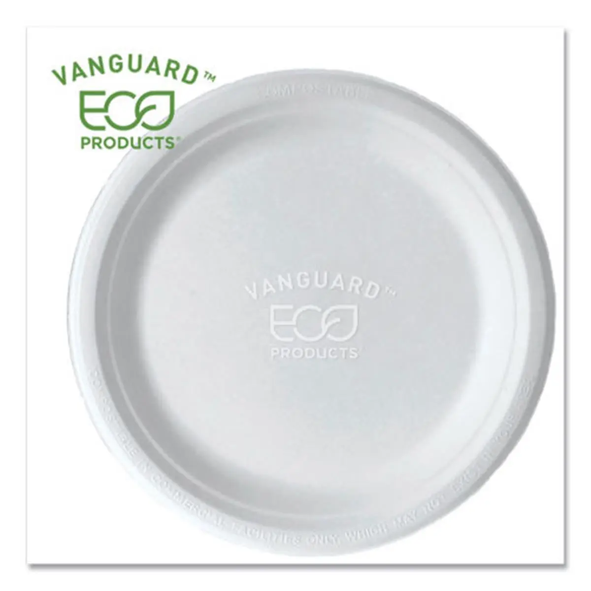 Eco-Products EPP013NFA Disposable 9 in. Round Vanguard Sugarcane Plates, White, Renewable & Compostable, Microwave Safe for Hot/Cold Food