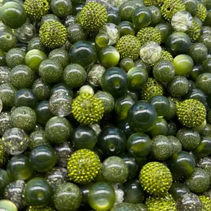 Olive Green DIY Bead Mix Luxury Beads for Crafting and Jewelry Making