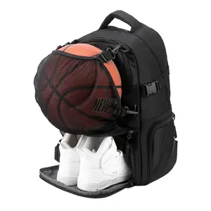 Unisex Large Capacity Sports Backpack, Waterproof Wear-resistant Sports Bag with Mesh Pocket & Independent Shoe Compartment, Athlete Outdoor Training Bag for Men & Women