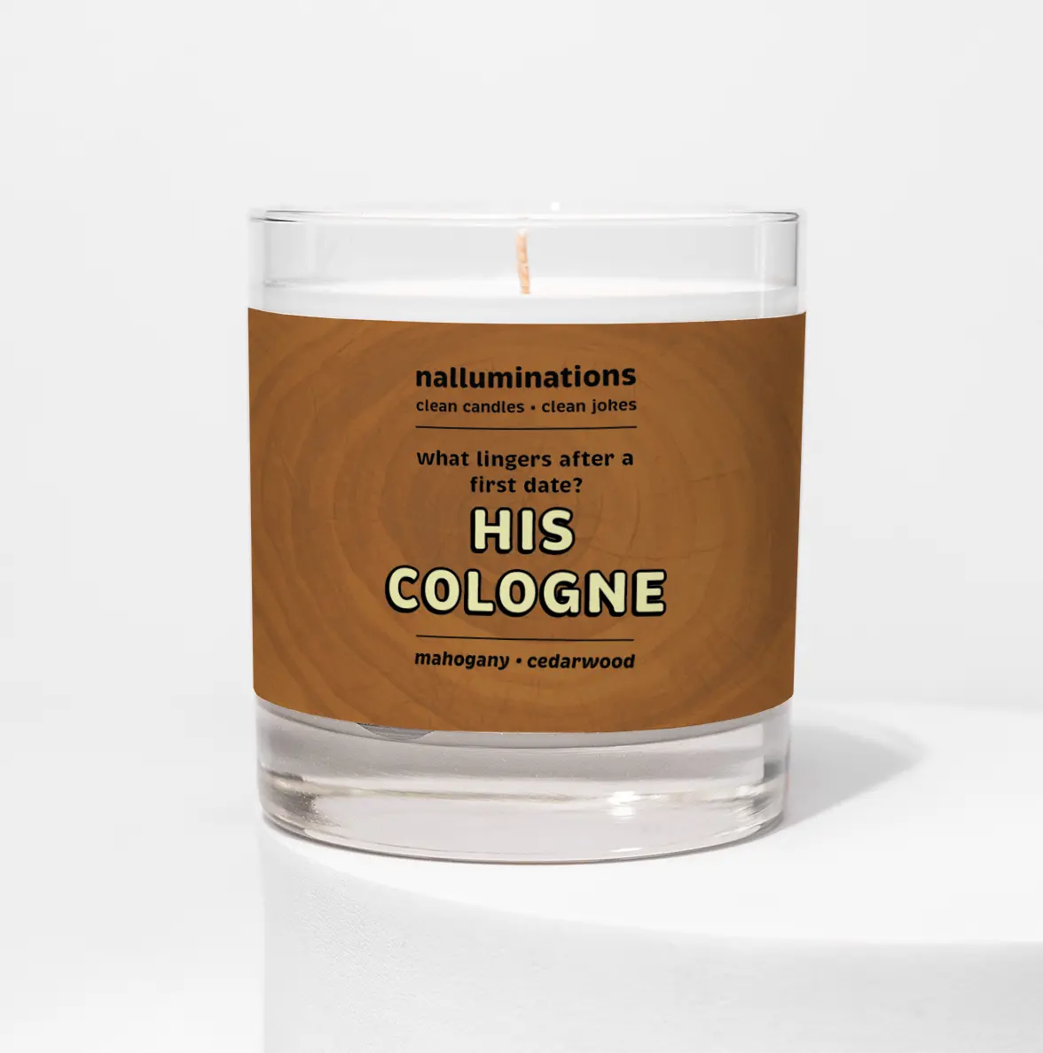 His Cologne Funny Candle – Mahogany and Cedarwood Scent