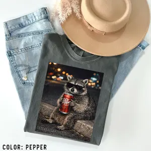 Funny Raccoon Drinking Dr Pepper Shirt Vintage Graphic Tees Raccoon Lover Gift