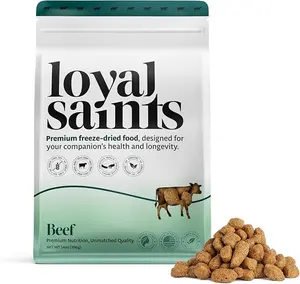 Loyal Saints Premium Freeze-Dried Beef Dog Food 5oz - High Protein, Grain-Free, USDA-Certified Organic Ingredients - Complete Meal Topper & Snack - Made in USA - Dog Nutrition & Treat