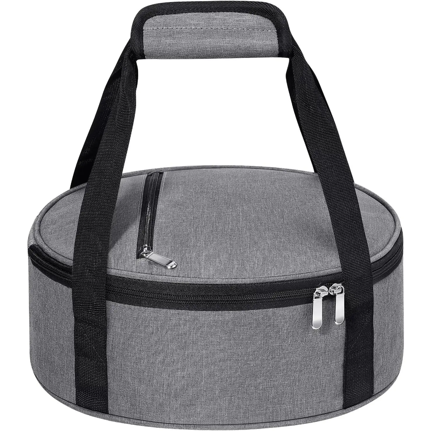 Round Insulated Casserole Carrier, Pie Carrier Bag, Portable Casserole Carrier for Hot or Cold  Lunch Tote, Lunch Bag for Parties Picnic, Fits 12.5" Baking Dish, Grey