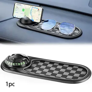 1pc Upgrade Multifunction Car Anti-Slip Mat, Rotatable Anti Skid Car Dashboard Pad with Temporary Parking Numbe, Universal Car Phone Holder, and Large Pad for Phones Fashion Glasses Keys Gadgets, Car Accessories