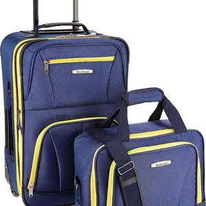 Navy 2-Piece Softside Upright Luggage Set (14/19) for Effortless Travel