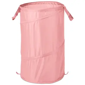 Pop-Up Spiral Laundry Hamper in Pink – Collapsible Polyester Mesh Laundry Basket with Handles, Holds 2 Loads, Lightweight and Space-Saving for Bedrooms, Dorms, Bathrooms