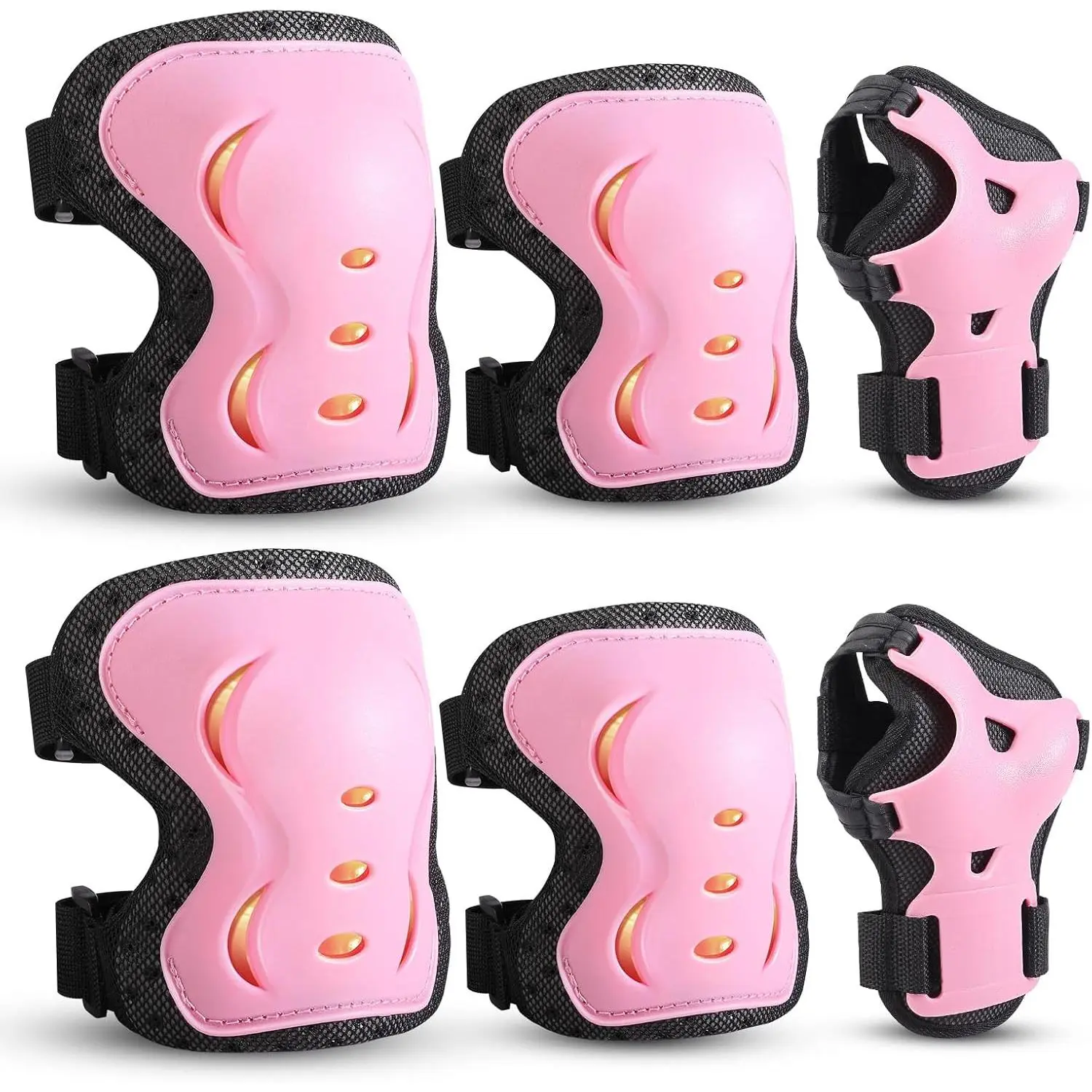 Kids/Youth/Adult Knee Pads Elbow Pads with Wrist Guards Protective Gear Set 6 Pack for Roller Skating Skateboard Cycling Skating Bike Scooter Riding Sports