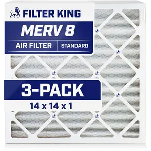 Filter King 14x14x1 Air Filter | 3-PACK | MERV 8 HVAC Pleated A/C Furnace Filters | MADE IN USA | Actual Size: 13.5 x 13.5 x .75"