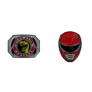 Power Rangers Red Ranger Mask and Emblem 2 Pack Enamel Pin set