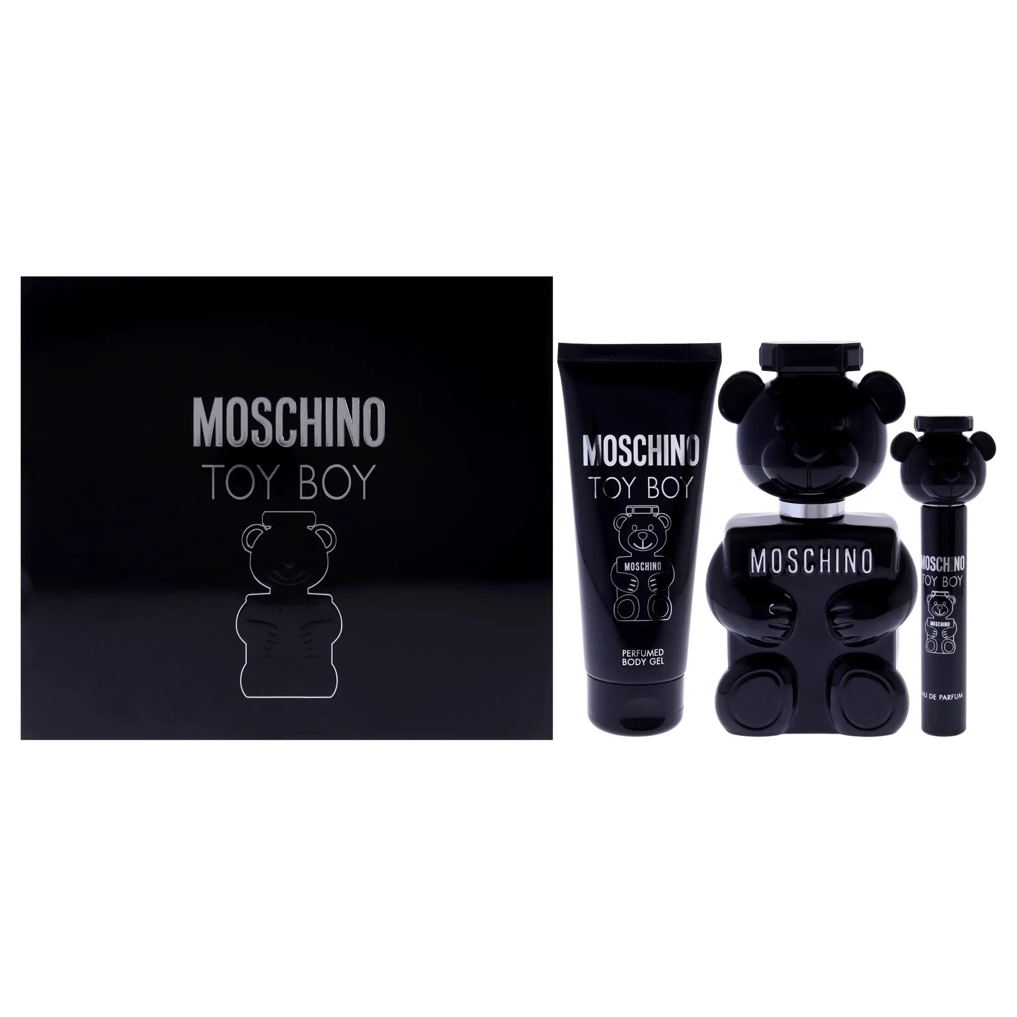 Moschino Toy Boy by Moschino Men's Iconic Motif 3-Pc Gift Set - Multi-Size EDP Sprays, 3.4oz Body Gel (3 items: 3.4oz, 0.34oz EDP Spray), Three Items