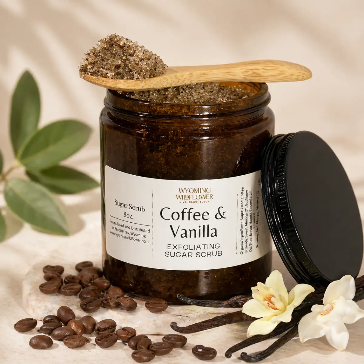 Coffee & Vanilla Exfoliating Sugar Scrub | Exfoliate | Moisturize | Cellulite | Removes Dead Skin Cells | Improves Blood Flow